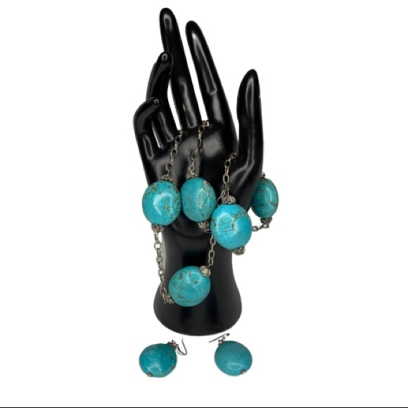 HDNY Henry Designs Faux Turquoise Necklace Earring - Picture 5 of 16